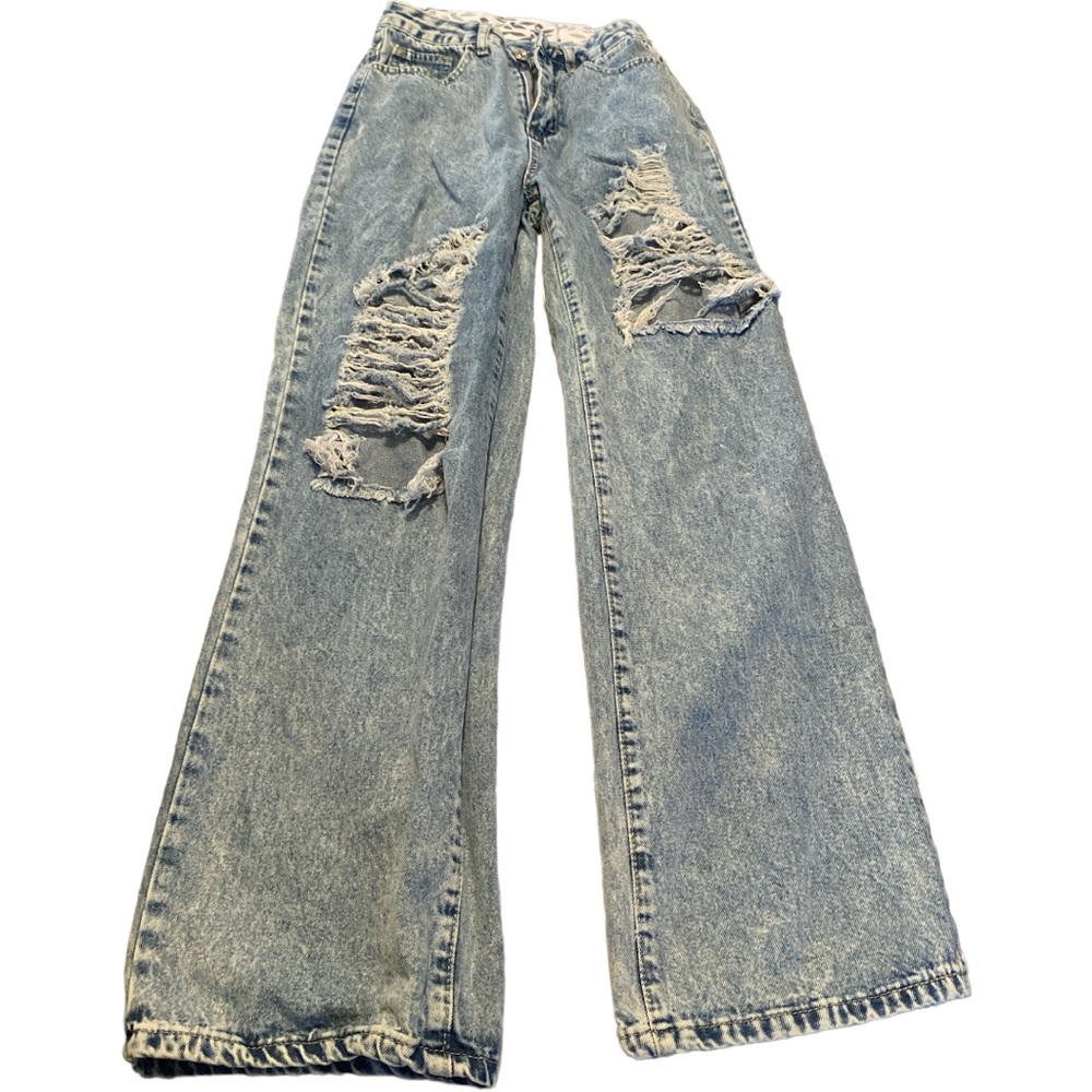 SHEIN mom jeans distressed and acid wash size XS